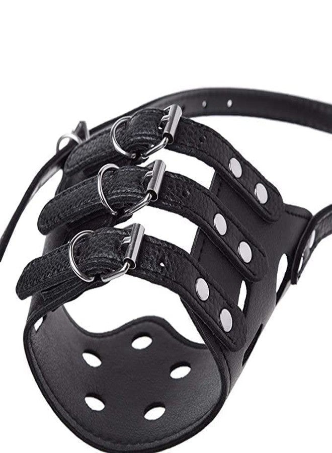 Pups&Pets واقي جلدي قابل للتعديل مضاد للعض من Pups&Pets | قناع أمان من جلد البولي يوريثان يسمح بالتهوية | كمامة مضادة للنباح للكلاب (متوسط) - Image 4